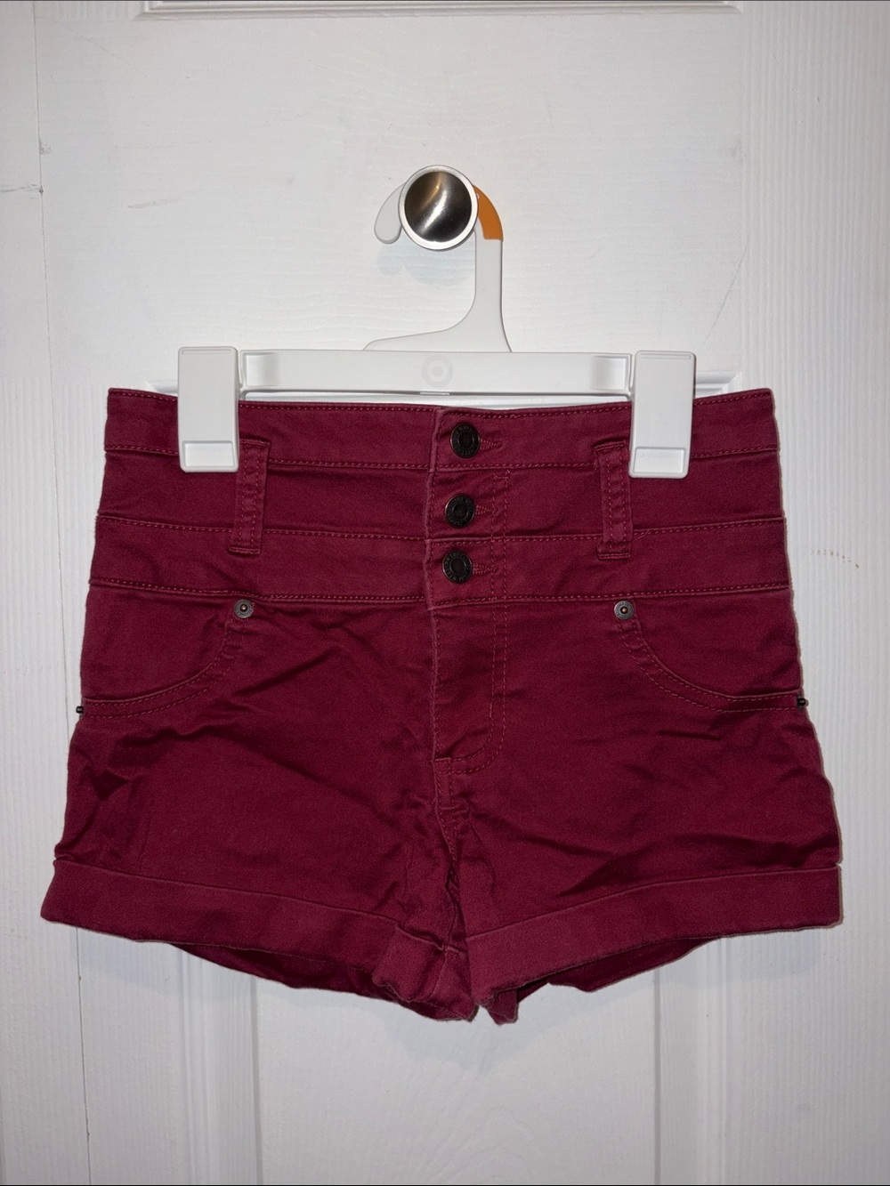 Mossimo Supply Co. High-Waist Triple-Button Burgundy Shorts